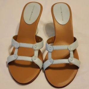 Tommy Hilfiger light blue wedge shoe sandal 7.5